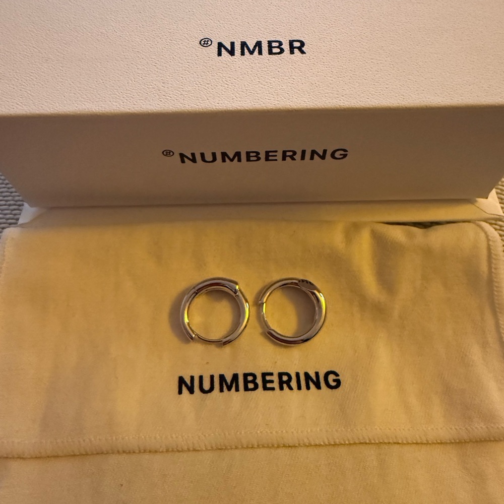 Numbering Silver Hoop Earrings
